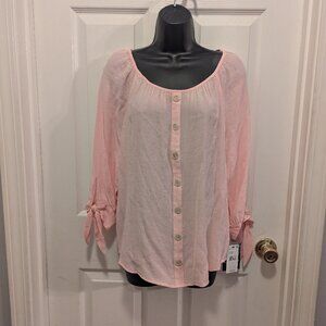 NWT I N Studio pink peasant blouse - M